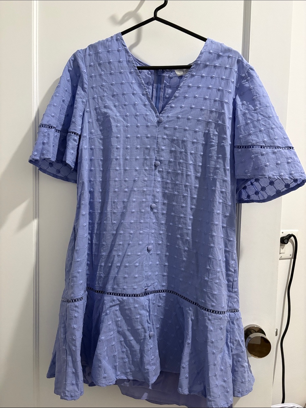 NWT Pearl by Lela Rose Dotted Cotton Flounce Hem Dress